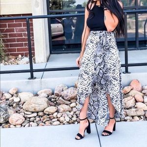Snake skin ruffle wrap skirt
